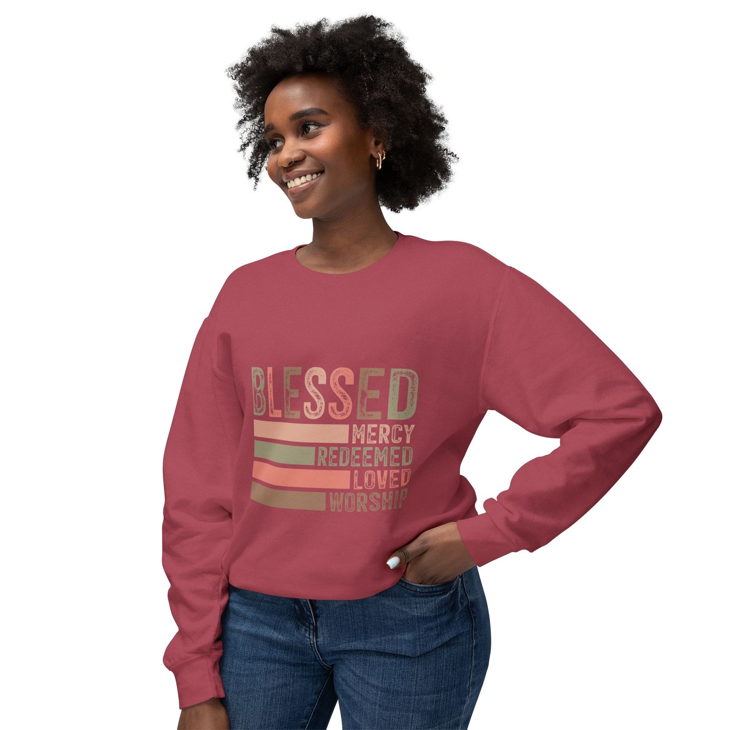 Blessed Crewneck Sweatshirt - Unisex Lightweight Casual Wear with Faith-Inspired Design