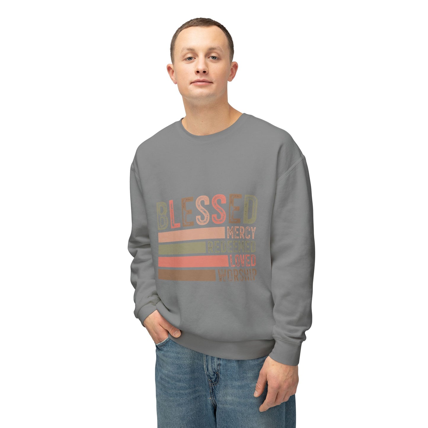 Blessed Crewneck Sweatshirt - Unisex Lightweight Casual Wear with Faith-Inspired Design