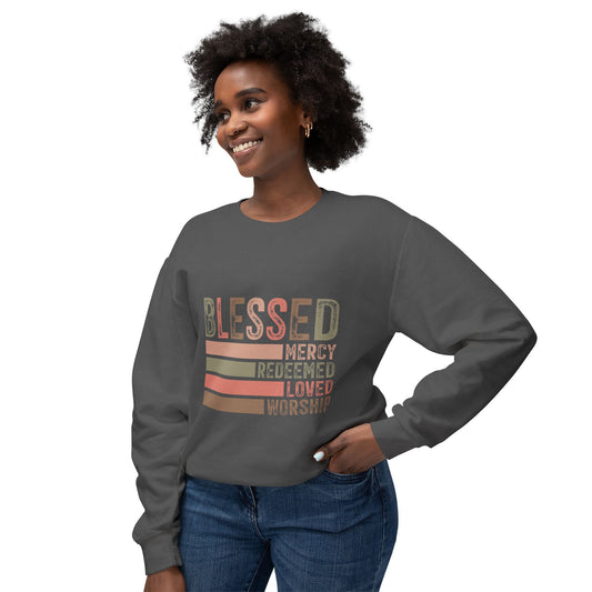 Blessed Crewneck Sweatshirt - Unisex Lightweight Casual Wear with Faith-Inspired Design