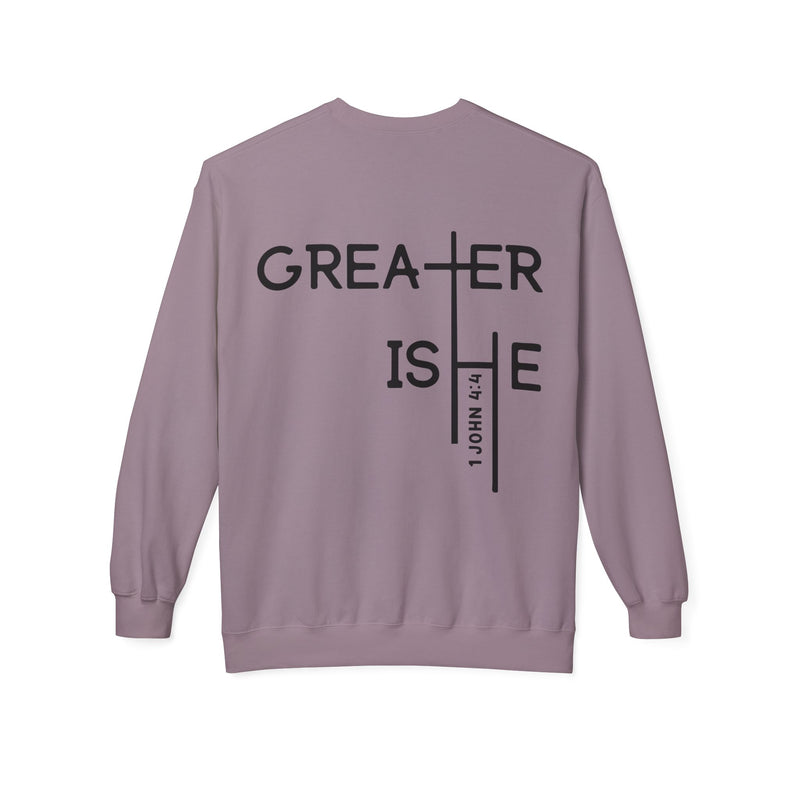 Inspirational Faith Crewneck Sweatshirt - Greater is He