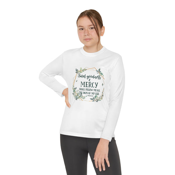 Youth Long Sleeve Competitor Tee - "Surely Goodness and Mercy" Design