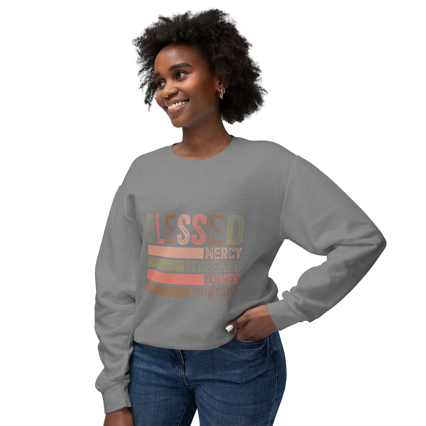 Blessed Crewneck Sweatshirt - Unisex Lightweight Casual Wear with Faith-Inspired Design