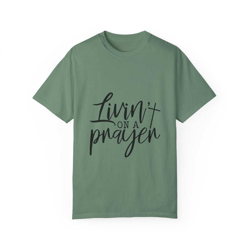 Livin' on a Prayer Unisex Garment-Dyed T-Shirt - Comfortable Casual Tee for Music Lovers