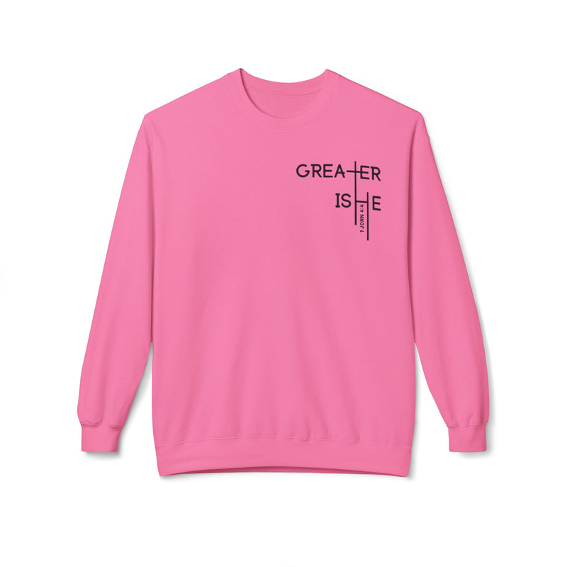 Inspirational Faith Crewneck Sweatshirt - Greater is He