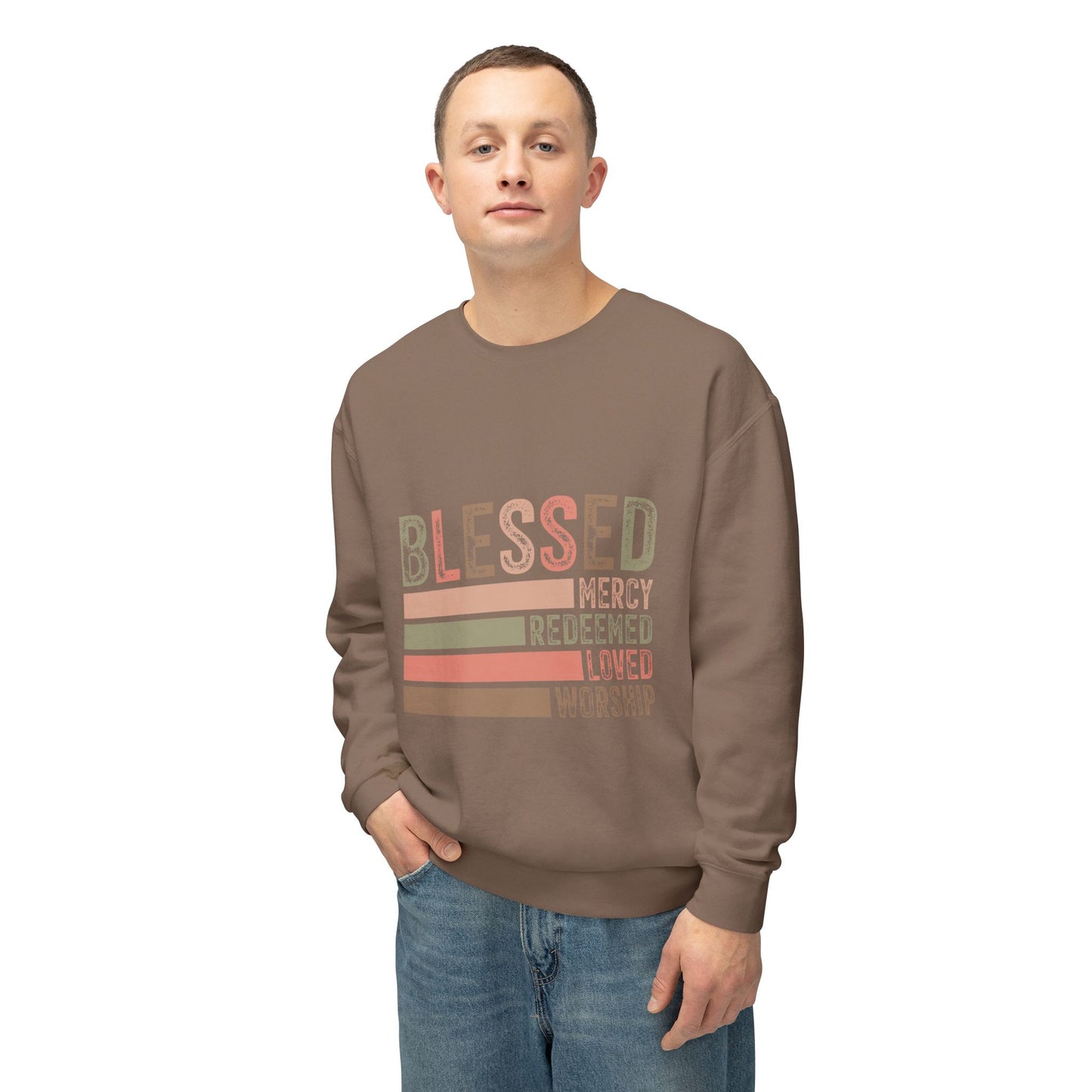 Blessed Crewneck Sweatshirt - Unisex Lightweight Casual Wear with Faith-Inspired Design