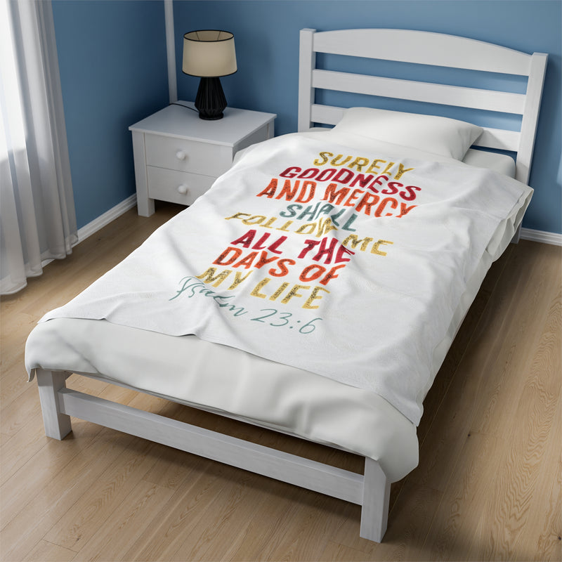 Inspirational Velveteen Plush Blanket - Psalm 23:6 Bible Verse Throw