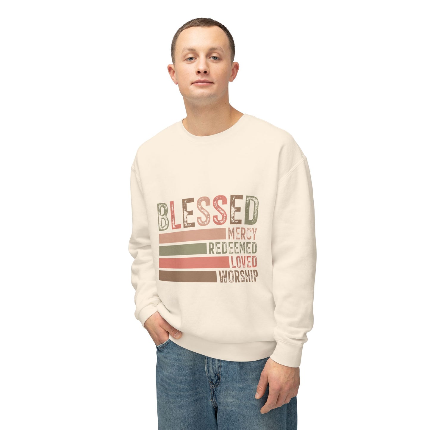 Blessed Crewneck Sweatshirt - Unisex Lightweight Casual Wear with Faith-Inspired Design