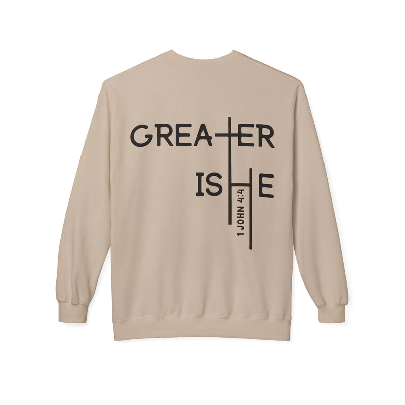 Inspirational Faith Crewneck Sweatshirt - Greater is He