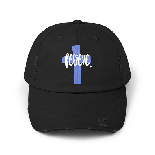 Distressed Cap - 'Believe' Design for Faith Enthusiasts