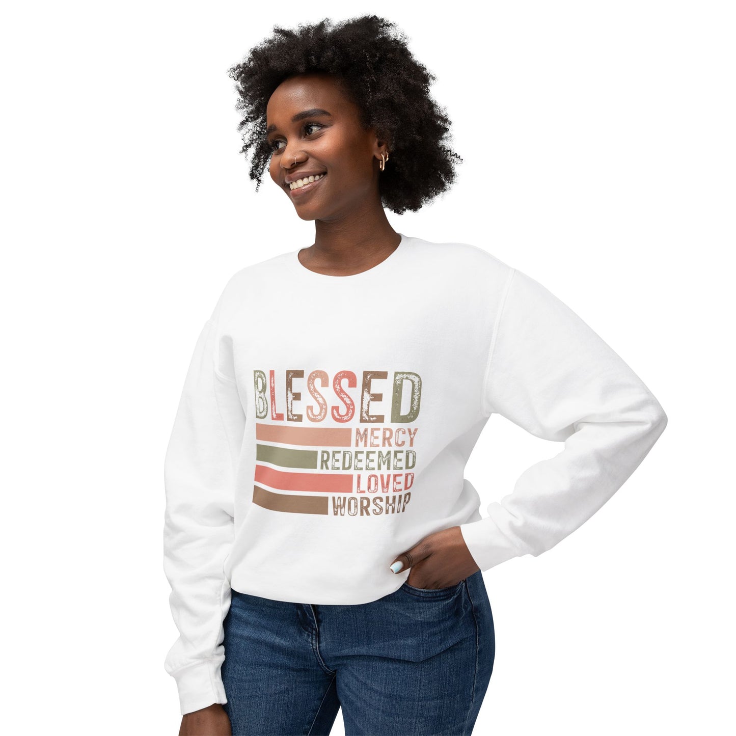 Blessed Crewneck Sweatshirt - Unisex Lightweight Casual Wear with Faith-Inspired Design