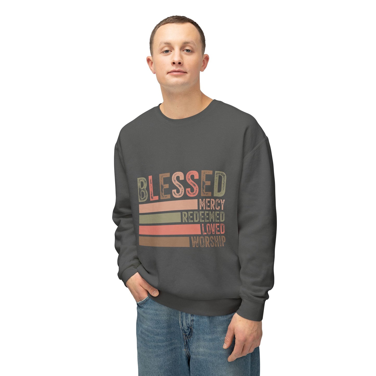 Blessed Crewneck Sweatshirt - Unisex Lightweight Casual Wear with Faith-Inspired Design