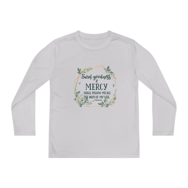 Youth Long Sleeve Competitor Tee - "Surely Goodness and Mercy" Design