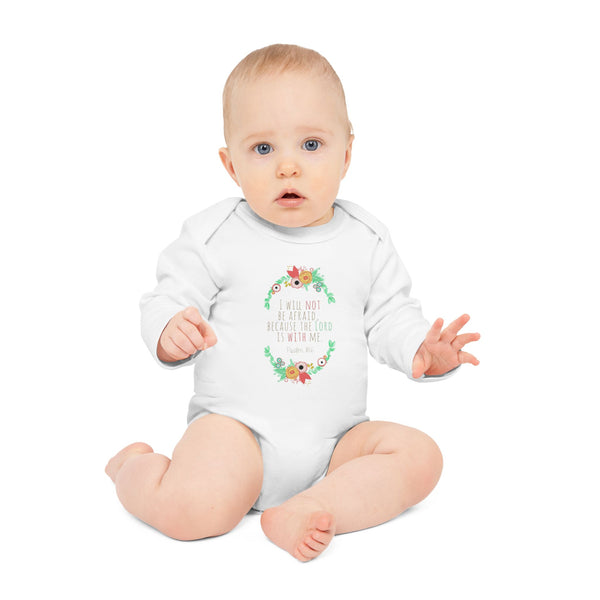 Organic Baby Bodysuit - Faith-Based Design 'I Will Not Be Afraid' - Perfect for New Parents