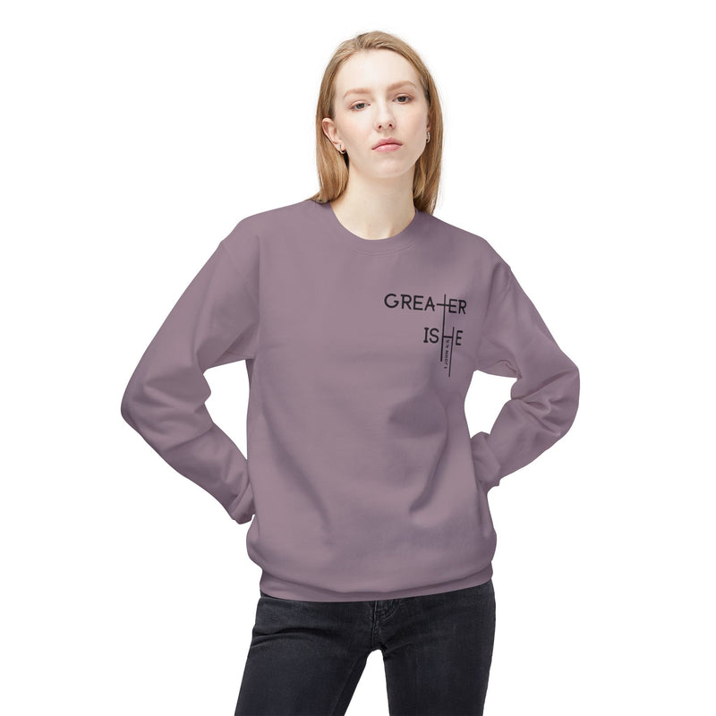 Inspirational Faith Crewneck Sweatshirt - Greater is He
