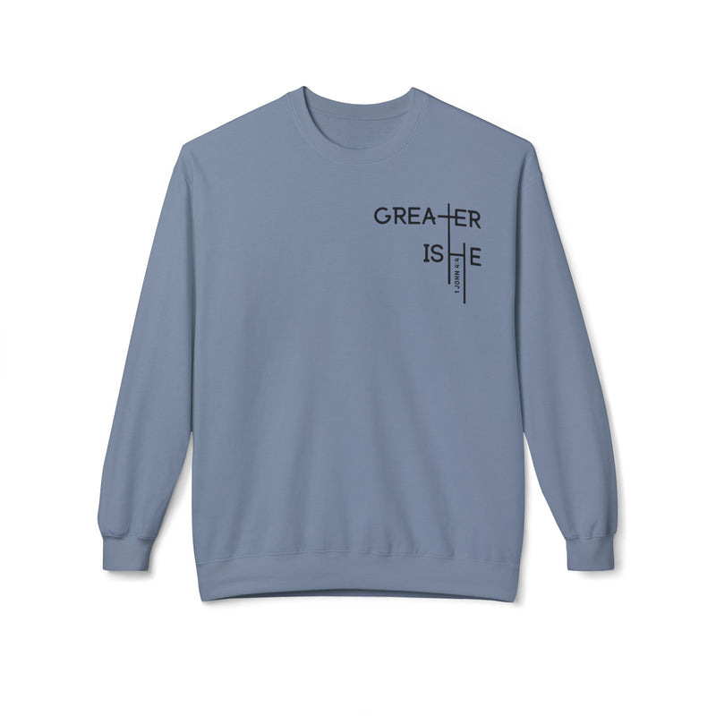 Inspirational Faith Crewneck Sweatshirt - Greater is He